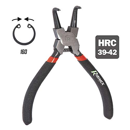 Ribimex PR2PCIC160SU Pinza para anillos de seguridad interiores con puntas dobladas, rojo y negro