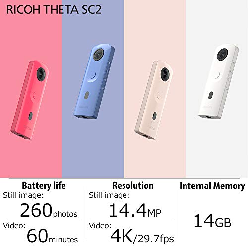 RICOH Theta SC2 Blue 360°Cámara 4K Video con estabilización de Imagen Imagen Transferencia de Datos de Alta Velocidad Hermosa visión Nocturna con bajo Nivel de Ruido