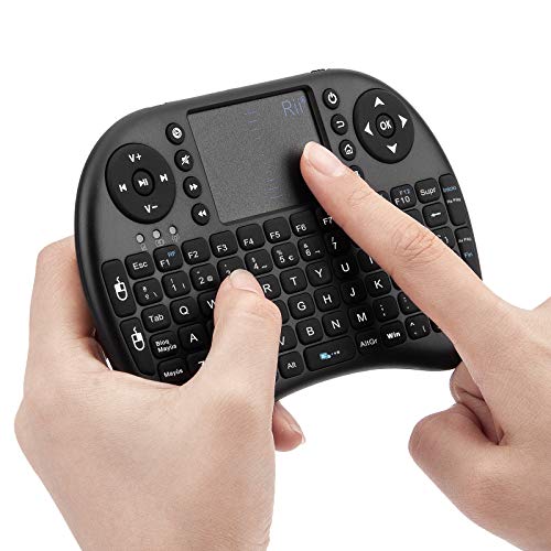 Rii Mini i8 - Teclado ergonómico con touchpad (RF 2.4 GHz, USB), color negro