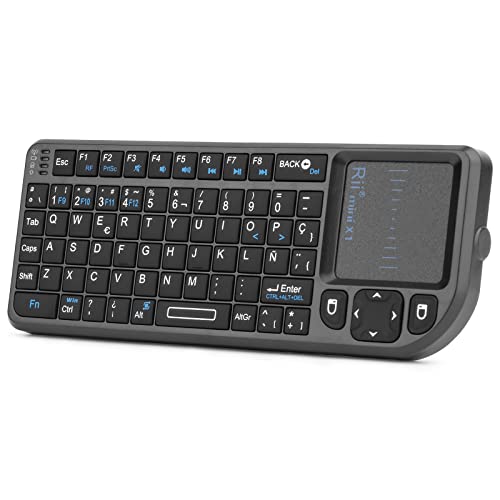 Rii Mini X1 teclado inalámbrico con ratón táctil - compatible con Smart TV, Mini PC Android, PlayStation, Xbox, HTPC, PC, Raspberry Pi