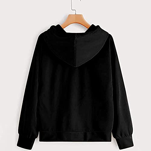 riou Sudaderas Mujer con Capucha Baratas Anchas Chica Impresión Top Suéter Mujer Tallas Grandes Camiseta con Bolsillo Deportivos Pullover Moda Originales Otoño e Invierno