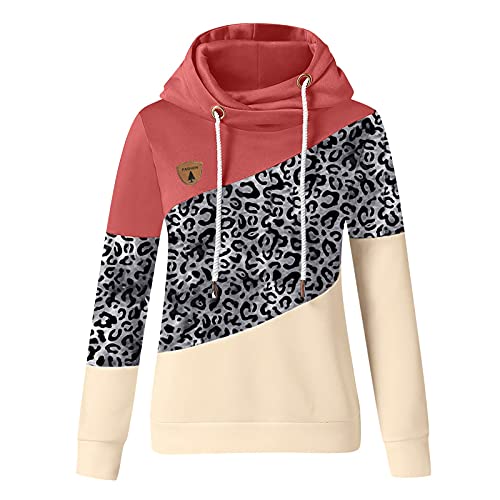 riou Sudaderas Mujer con Capucha Costura con Cordón Suéter Tallas Grandes Camiseta con Bolsillo Deportivos Pullover Moda Originales Top Otoño e Invierno