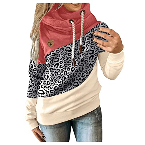 riou Sudaderas Mujer con Capucha Costura con Cordón Suéter Tallas Grandes Camiseta con Bolsillo Deportivos Pullover Moda Originales Top Otoño e Invierno