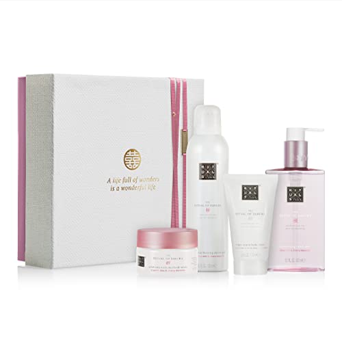 RITUALS Cesta Regalo para Mujeres del Ritual of Sakura, Tamaño Mediano - Con Leche de Arroz y Flor de Cerezo - Propiedades Nutritivas y Reparadoras para la Piel