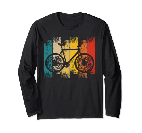 Road Bicycle T-Shirt Biker Cycler Vintage Retro Cycling Manga Larga
