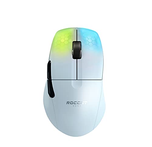 ROCCAT Ratón inalámbrico ergonómico para juegos de alto rendimiento Kone Pro Air, blanco