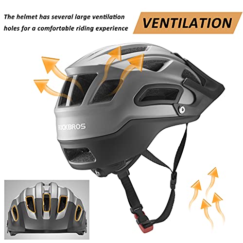 ROCKBROS Casco Aerodinámico con Visera Ajustable Desmontable de Bicicleta MTB, Unisex Adulto (55-61cm)