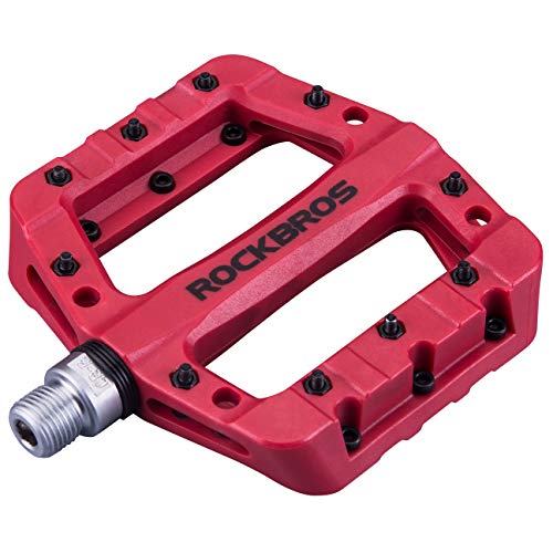 ROCKBROS Pedales Bicicleta de Nylon, para MTB BMX Bicicleta Carretera Gran Plataforma Antideslizante Ligeros, 9/16 Pulgadas