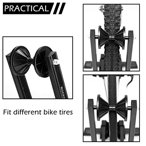 ROCKBROS Soporte Suelo para Bicicleta Aparcamiento Plegable Portátil para Interior, Estacionamiento de Aleación Compatible con 20"-29"