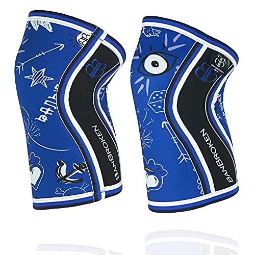 Rodilleras BANBROKEN (2 unds) - 5mm Knee Sleeves - Gimnasio, Deporte Funcional, CrossTrain, Levantamiento de Pesas, Running y Otros Deportes. 1 PAR - Unisex. (Azul, Small)