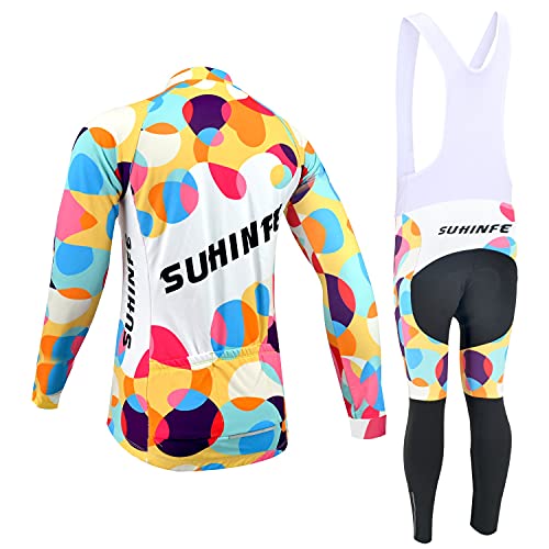 Ropa Ciclismo Mujer Invierno, Alto Elástico Maillot Ciclismo con Vellón Térmico y Pantalones Largos Ciclismo para MTB