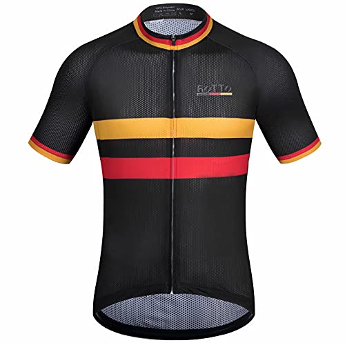 ROTTO Maillot Ciclismo Hombre Camiseta Ciclismo Manga Corta con Bolsillo Serie de la Bandera Nacional