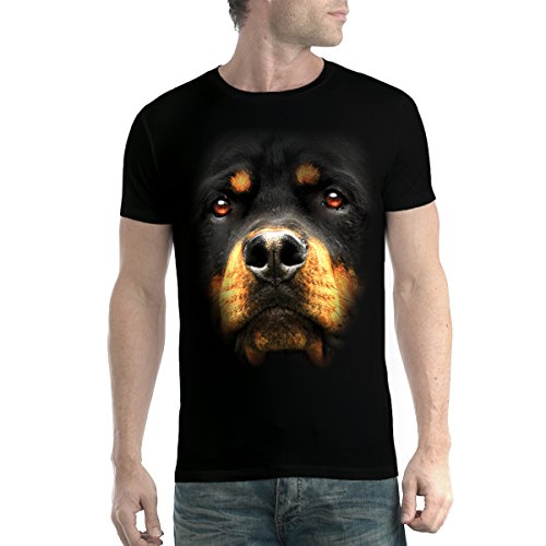 Rottweiler Perro Animales Hombre Camiseta Negro L