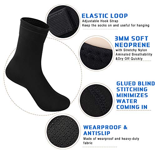 RTDEP Escarpines Neopreno Escarpines Hombres Calcetines de Neopreno de 3 mm Calcetines Antideslizantes para Mujeres Calcetines Térmicos Calcetín de Traje de Neopreno para Buceo, Snorkel(Negro, L)