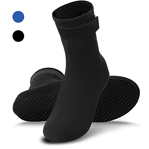 RTDEP Escarpines Neopreno Escarpines Hombres Calcetines de Neopreno de 3 mm Calcetines Antideslizantes para Mujeres Calcetines Térmicos Calcetín de Traje de Neopreno para Buceo, Snorkel(Negro, L)