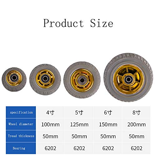 Ruedas 4 Pulgadas, 5 Pulgadas, 6 Pulgadas, 8 Pulgadas, una Sola Remolque Industrial, Individuales de Goma, silenciosas de Servicio Pesado