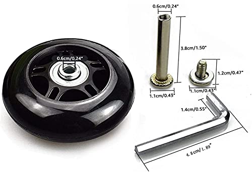 Ruedas de repuesto para maletas, ruedas de goma, ruedas de repuesto para trolley Samsonite, rígidas, con rodamientos de bolas, juego de reparación, 50 x 6 x 18 mm. Longitud del eje: 30 mm, 35 mm,