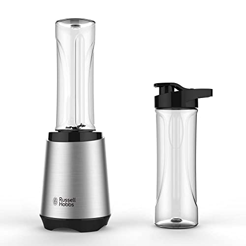 Russell Hobbs Batidora de Vaso Individual Mix & Go - Batidora para Zumos y Batidos, 2 Vasos de 600 ml, 2 Tapas de Vaso, sin BPA, Acero Inoxidable - 23470-56