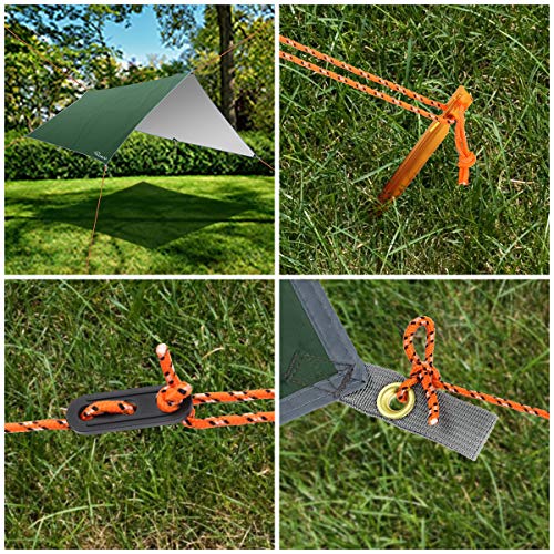 Ryaco Toldo de Refugio Impermeable 3M*3M, Hamaca Tienda de campaña, portátil, Ligera, Impermeable, Refugio para Camping, Senderismo, Mochila (Verde Oscuro de Primavera, 3m x 3m)