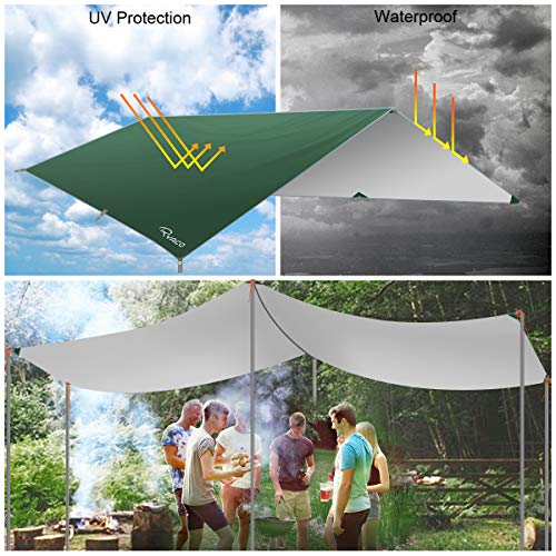 Ryaco Toldo de Refugio Impermeable 3M*3M, Hamaca Tienda de campaña, portátil, Ligera, Impermeable, Refugio para Camping, Senderismo, Mochila (Verde Oscuro de Primavera, 3m x 3m)