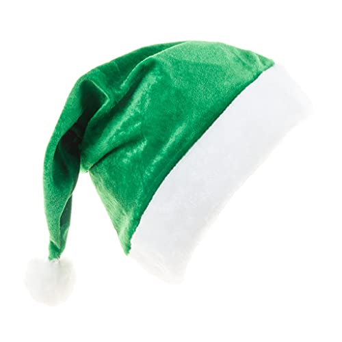 S-TROUBLE Año Nuevo Sombrero de Navidad de Felpa Gruesa Adultos Niños Decoraciones navideñas para el hogar Regalos de Papá Noel Gorra de Terciopelo Verde de Invierno cálido