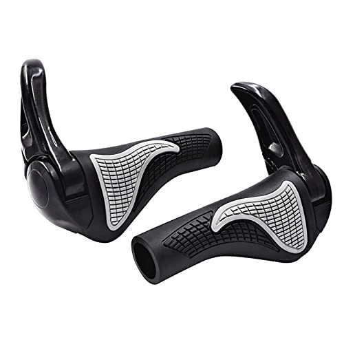 SacJkt Puños Bicicleta Ergonomicos, Mango De Bicicleta con Cuernos, Puños De Goma Antideslizantes para Bicicletas De Montaña, Bicicletas De Carretera (Negro, 22.2MM)