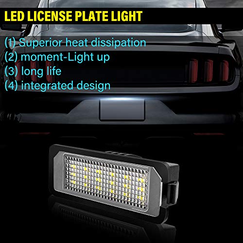 Safego Luz de matrícula LED para Coche Lámpara Número Placa Luces 2835 SMD con Canbus No error 6000K Xenón Blanco para G0/ /1F 5/6/7 Lup0 Pas/*-saT Scir0cc0 P0/*-l0 etc, 2 Piezas, 1 año de Garantía