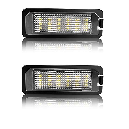 Safego Luz de matrícula LED para Coche Lámpara Número Placa Luces 2835 SMD con Canbus No error 6000K Xenón Blanco para G0/ /1F 5/6/7 Lup0 Pas/*-saT Scir0cc0 P0/*-l0 etc, 2 Piezas, 1 año de Garantía