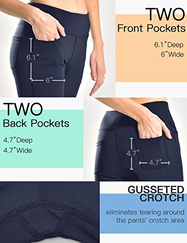 Safort Pantalones de 71 cm / 76 cm / 81 cm / 86 cm para Yoga, Pierna Recta, Tiro Alto/Regular, Cuatro Bolsillos, UPF50+, Azul, M