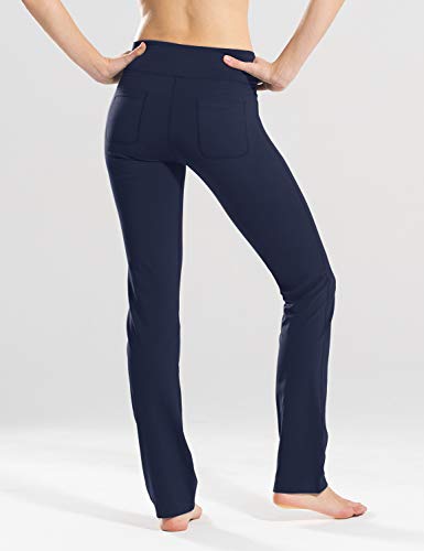 Safort Pantalones de 71 cm / 76 cm / 81 cm / 86 cm para Yoga, Pierna Recta, Tiro Alto/Regular, Cuatro Bolsillos, UPF50+, Azul, M