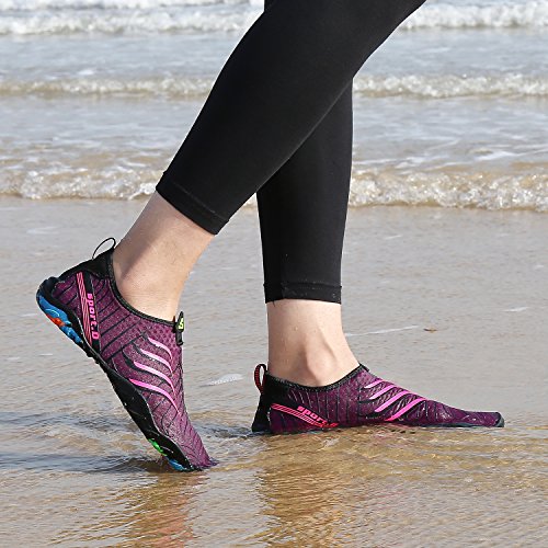 SAGUARO Skin Shoes Descalzo acuático Aqua Calcetines para de Nadada de la Playa de la Resaca de la Yoga, Morado 37