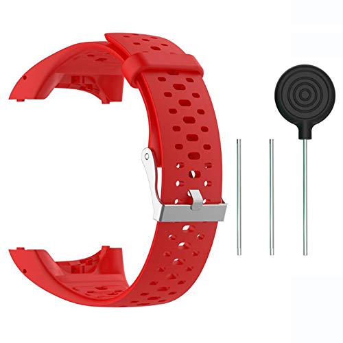 Saisiyiky Accesorio Reemplazo de Liberación Rápida Banda de Reloj de Silicona Suave Pulsera de Correa Deportiva para M400 / M430 GPS Reloj smartwatch(Rojo)