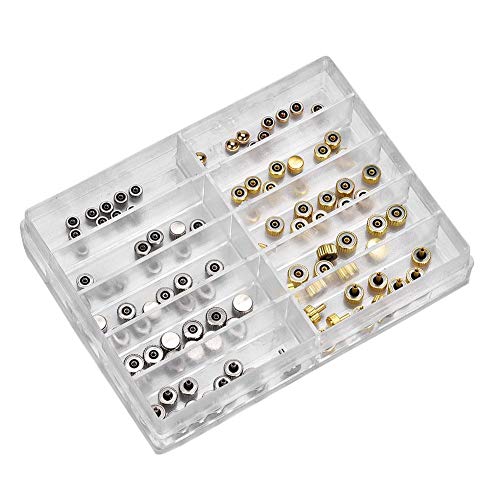 Salmue 100 unids/Caja Reloj Corona Repuestos, Plata Bronce Cobre Surtido Reloj Corona Piezas Accesorios de reemplazo Reloj Kit de Herramienta de reparación