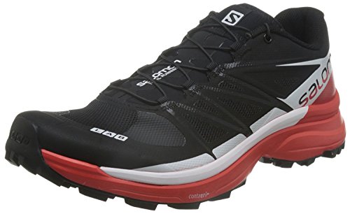 Salomon L39195900, Zapatillas de Senderismo Unisex Adulto, Negro (Black/Racing Red/White), 37 1/3 EU