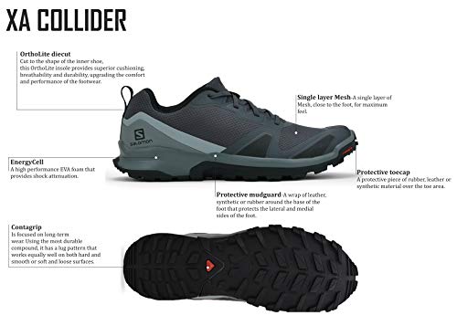 Salomon XA Collider Hombre Zapatos de trail running, Negro (Black/Ebony/Black), 42 EU