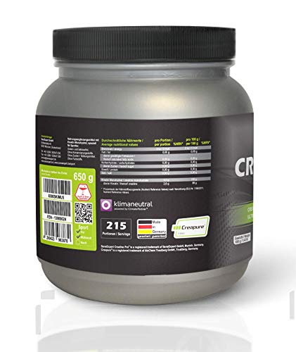 SanaExpert Creatine Pro | AUMENTA LA FUERZA Y LA RESISTENCIA | Creapure®, bebida deportiva para aumentar la masa muscular, 100% creatina, polvo de creatina sin sabor (650g).