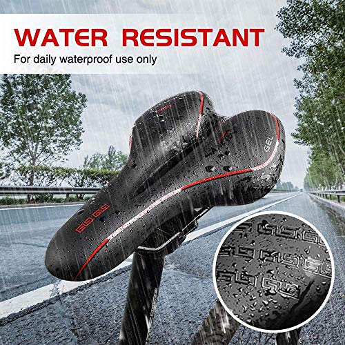 Sanctus - Sillín de bicicleta para hombre y mujer, acolchado de gel cómodo, impermeable, absorbe los golpes, transpirable, para aliviar el dolor