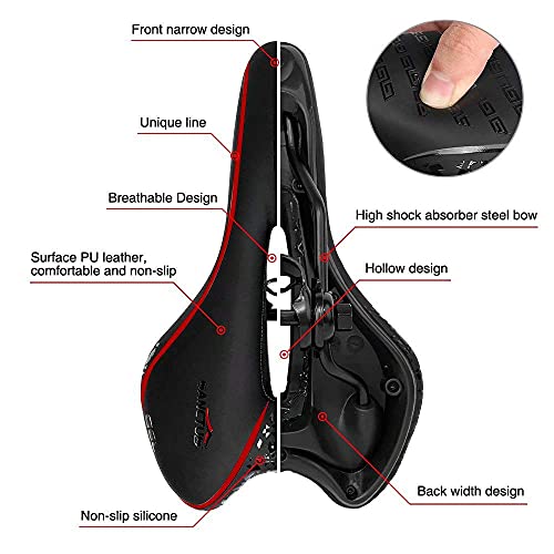 Sanctus - Sillín de bicicleta para hombre y mujer, acolchado de gel cómodo, impermeable, absorbe los golpes, transpirable, para aliviar el dolor