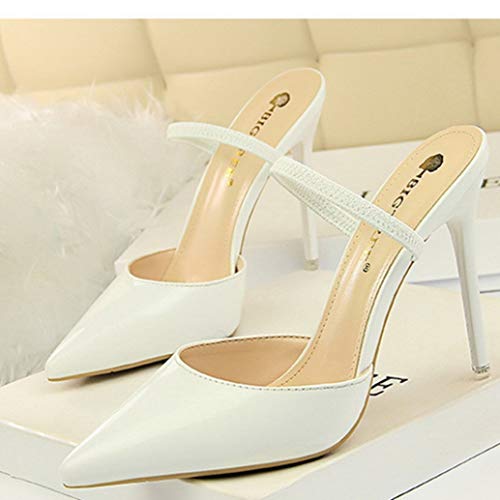 Sandalias de mula para mujer Tacón fino fino 10 CM Cuero Punta puntiaguda Deslizamiento de carrera en oficina - Estilo formal simple Sandalias elegantes