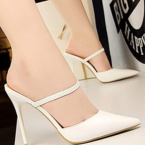 Sandalias de mula para mujer Tacón fino fino 10 CM Cuero Punta puntiaguda Deslizamiento de carrera en oficina - Estilo formal simple Sandalias elegantes