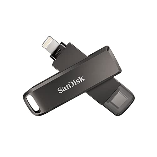 SanDisk iXpand Luxe Memoria Flash 128 GB, 2 en 1 con Conectores Lightning y USB Type-C para iPhone y iPad