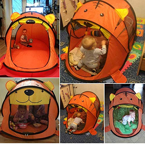 SanQing Tienda Kids Play Tent Pop up Tienda Infantil para niños Tienda Lion Play Play House Carpa Linda para Interiores/Exteriores con Cubierta para la Lluvia para niños Diseño Integrado,Tiger