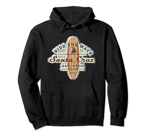 Santa Cruz Vintage Retro Surfers Surfing Surfing Surfboard Sudadera con Capucha