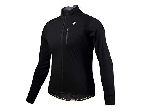 Santic Chaqueta de Ciclismo para Hombre con Forro Polar Paravientos,Negro L