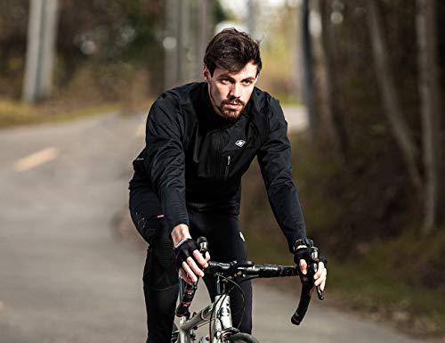 Santic Chaqueta de Ciclismo para Hombre con Forro Polar Paravientos,Negro L