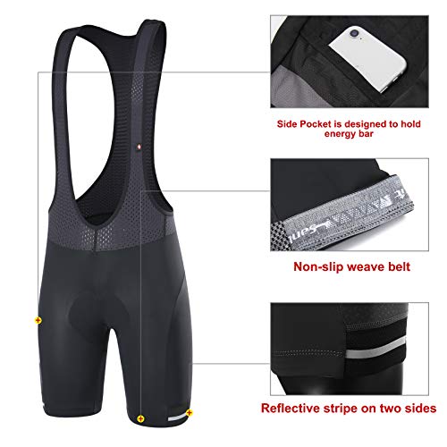 Santic Culote Bicicleta Hombre Culotte Ciclismo Hombre Culote Pantalones Cortos Ciclismo Hombre con Bolsillos Negro S