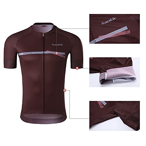 Santic Hombres Ciclismo Jersey Pantalones Cortos Acolchado Ciclismo Trajes Verano Manga Corta Ciclismo Ropa Conjunto Bicicletas, Rojo vino., XXL