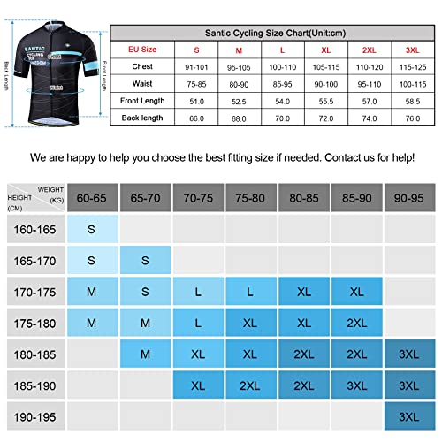 Santic Maillot Bicicleta Hombre, Maillot Ciclismo Hombre, Camiseta y Camisa de Ciclismo para Hombres con Mangas Cortas Azul EU Talla M