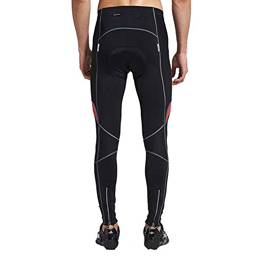 Santic Pantalon Ciclismo Hombre Largo Pantalon Bicicleta Pantalones Ciclista Hombre Largos Pantalon MTB Hombre Negro-Rojo EU M