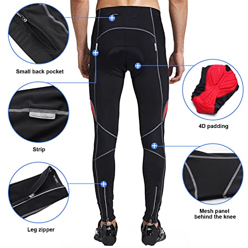 Santic Pantalon Ciclismo Hombre Largo Pantalon Bicicleta Pantalones Ciclista Hombre Largos Pantalon MTB Hombre Negro-Rojo EU M